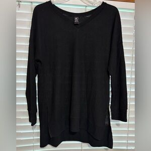Lildy Black Waffle Long Sleeve Sweater